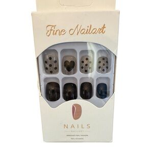 Press-On Nails- Heart/Polka Dot Black